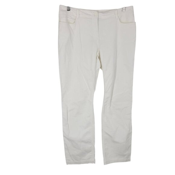 Eileen Fisher White Straight Leg Pants Medium Stretch Minimalist Casual - Picture 1 of 3